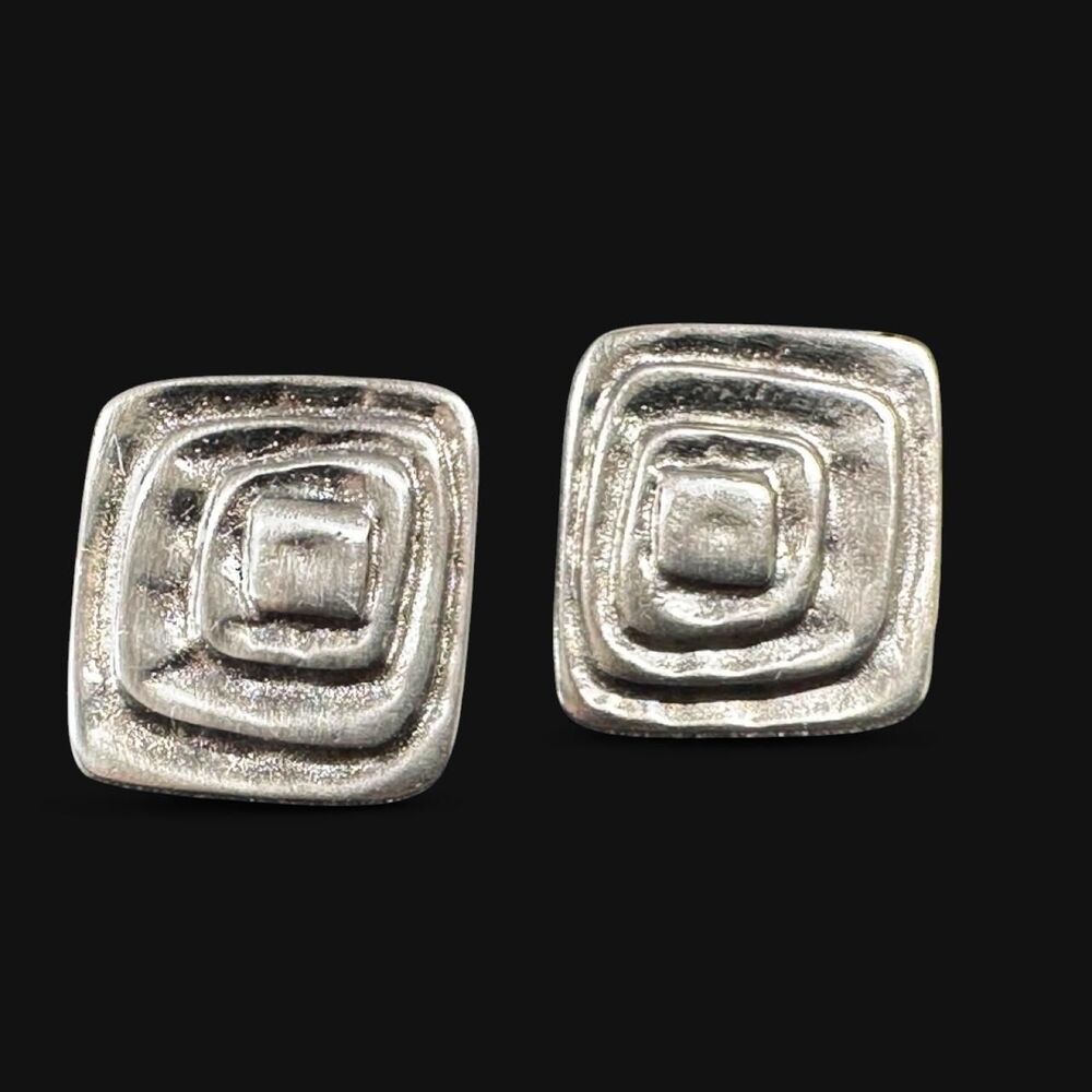 Western Style Geometric Siver Post Earrings